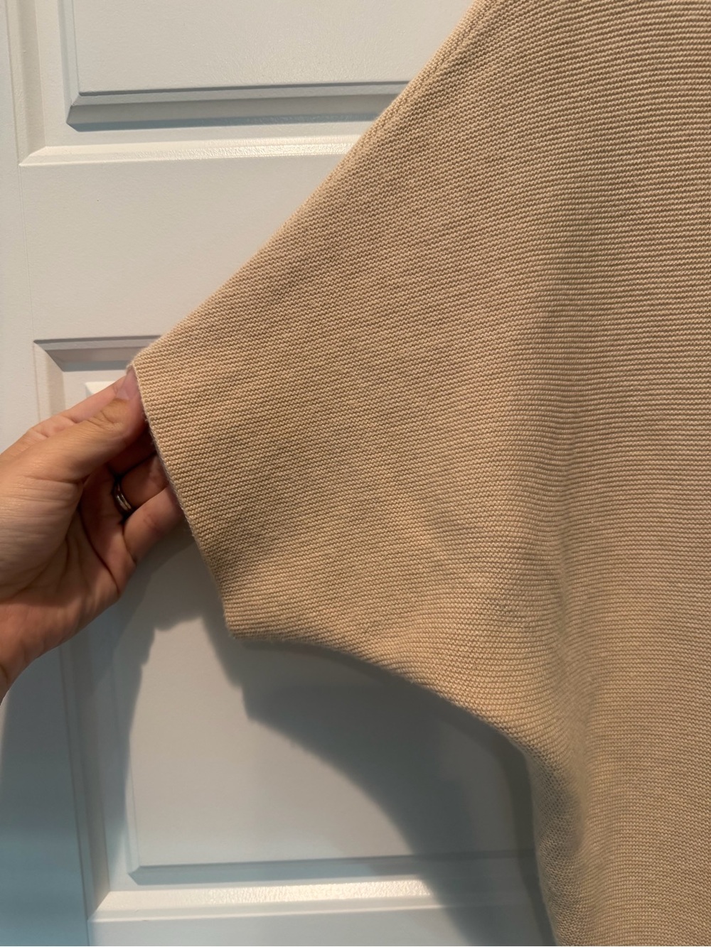 Quince Lightweight Cotton Cashmere Link Stitch Dolman Sweater Oatmeal Small - Picture 4 of 7